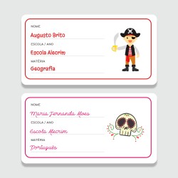 Etiqueta personalizada adesiva matéria escolar, para identificar cadernos, livros e apostilas