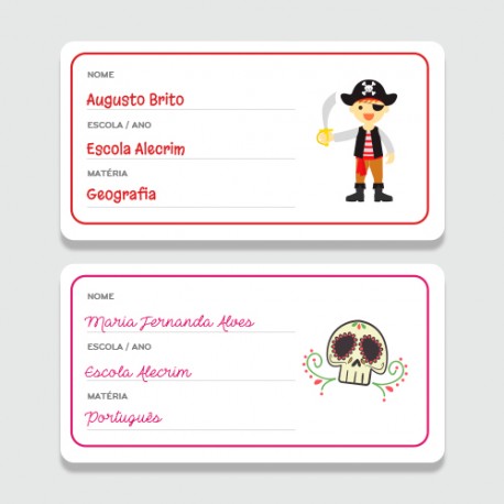 Etiqueta personalizada adesiva matéria escolar, para identificar cadernos, livros e apostilas