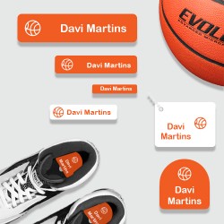 Kit de etiquetas personalizadas adesivas e termocolantes para identificar artigos esportivos e da academia