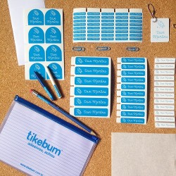 Kit de etiquetas personalizada adesivas e termocolantes para identificar materiais escolares, uniformes e sapatos no volta às au